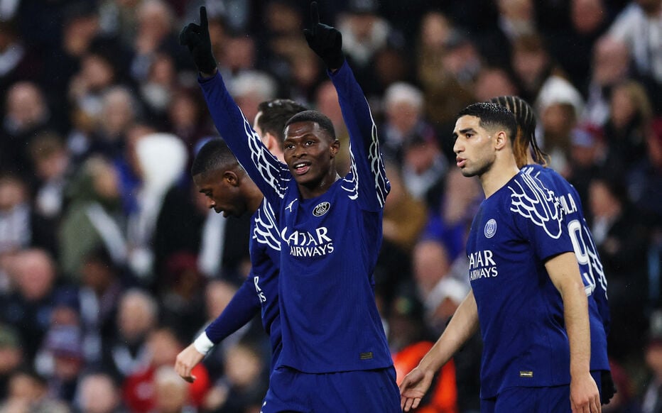 Nuno Mendes and Achraff Hakimi celebrating